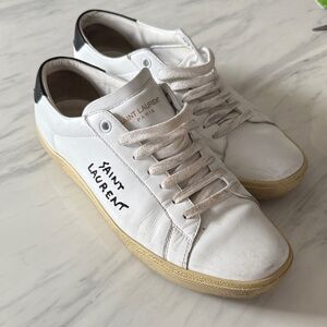 Saint Laurent Woman’s Court Classic White and Black embroidered Sneakers